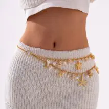 Bohemia Layered Pearl Conch Starfish Charm Waist Chain - ArtGalleryZen