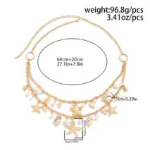 Bohemia Layered Pearl Conch Starfish Charm Waist Chain - ArtGalleryZen
