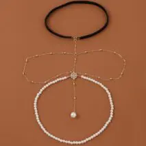 Bohemian Layered Beaded Pearl Elastic Thigh Leg Chain - ArtGalleryZen