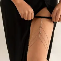 Bohemian Layered Rhinestone Inlaid Elastic Saturn Thigh Leg Chain - ArtGalleryZen