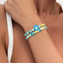 Boho 2pcs Flower Polymer Clay Beaded Friendship Bracelet Set - ArtGalleryZen