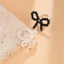 Boho 2Pcs Pearl Beaded Bowknot Ring Set - ArtGalleryZen