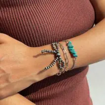 Boho 3pcs Antique Silver Tone Bowknot Turquoise Curb Chain Bracelet Set - ArtGalleryZen