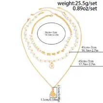 Boho 3pcs Conch Enamel Round Disk Pendant Pearl Chain Necklace Set - ArtGalleryZen