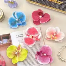 Boho Chic Butterfly Orchid Flower Pearl Hair Clip Hair Pin - ArtGalleryZen