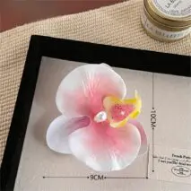 Boho Chic Butterfly Orchid Flower Pearl Hair Clip Hair Pin - ArtGalleryZen