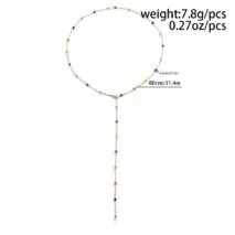 Boho Colorful Long Crystal Chain Y Necklace - ArtGalleryZen