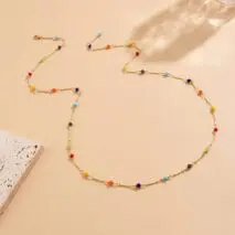 Boho Colorful Long Crystal Chain Y Necklace - ArtGalleryZen