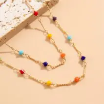 Boho Colorful Long Crystal Chain Y Necklace - ArtGalleryZen