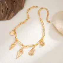 Boho Conch Shell Hollow Pattern Pendant Necklace - ArtGalleryZen