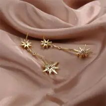 Boho CZ Inlaid Polar Star Dangle Earrings - ArtGalleryZen