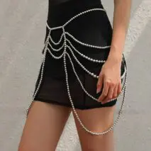 Boho Dainty Layered Gold Silver Tone Pearl Waist Chain Body Chain - ArtGalleryZen