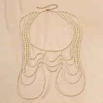 Boho Dainty Layered Gold Silver Tone Pearl Waist Chain Body Chain - ArtGalleryZen