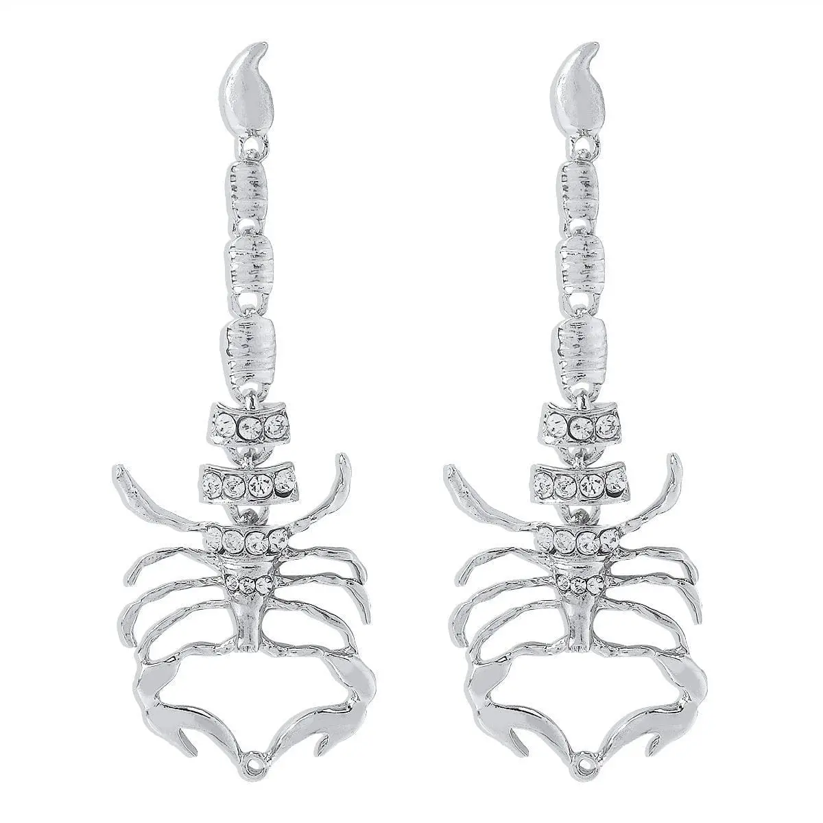 Boho Gold Silver Tone CZ Inlaid Scorpion Dangle Earrings - ArtGalleryZen