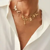 Boho Gold Tone Cross Cactus Cowboy Hat Charm Necklace - ArtGalleryZen