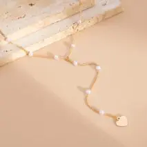 Boho Heart Charm Pearl Waist Chain - ArtGalleryZen