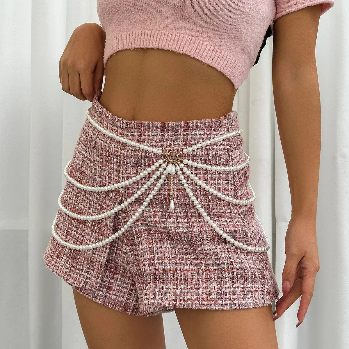 Boho Layered Chunky Pearl Waist Chain - ArtGalleryZen