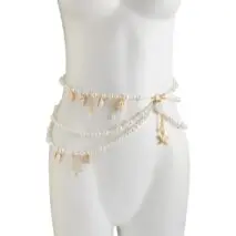 Boho Layered Conch Starfish Pendant Pearl Waist Chain Body Chain Bra - ArtGalleryZen