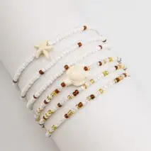 Boho Layered Starfish Turtle Crystal Seed Beaded Belly Chain Set - ArtGalleryZen