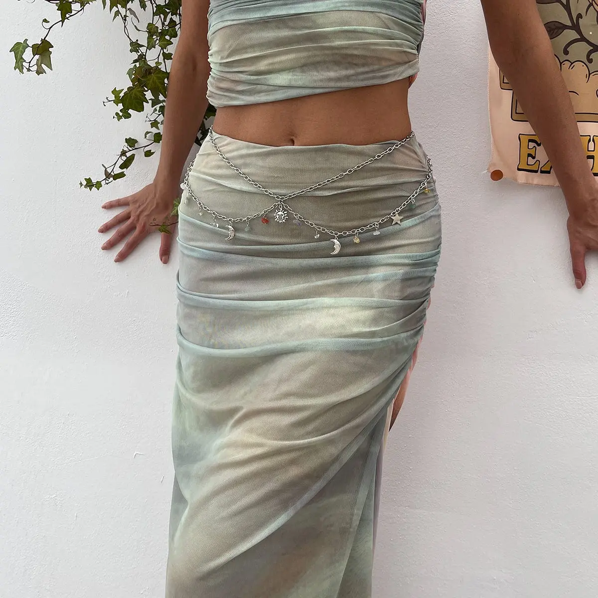 Boho Layered Sun Moon Star Crystal Stone Tassel Waist Chain - ArtGalleryZen
