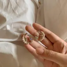 Boho Pearl Inlaid Moon Phase Star Dangle Earrings - ArtGalleryZen