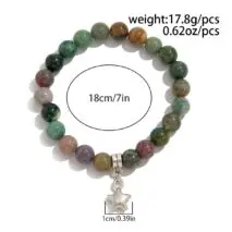 Boho Star Pendant Chalcedony Beaded Bracelet - ArtGalleryZen