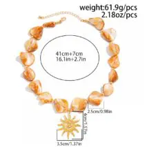 Boho Sun Pendant Natural Shell Necklace - ArtGalleryZen