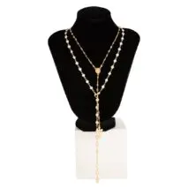 Charming 2pcs Cross Pendant Pearl Chain Y Necklace Set - ArtGalleryZen
