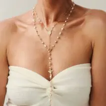 Charming 2pcs Cross Pendant Pearl Chain Y Necklace Set - ArtGalleryZen