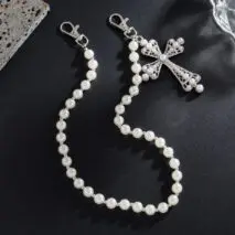 Charming Gold Silver Plated Cross Pendant Pearl Trouser Chain - ArtGalleryZen