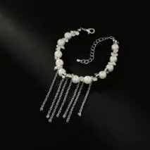 Charming Pearl Irregular Beaded Chain Tassel Choker Necklace Bracelet - ArtGalleryZen