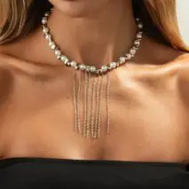 Charming Pearl Irregular Beaded Chain Tassel Choker Necklace Bracelet - ArtGalleryZen