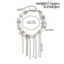 Charming Pearl Irregular Beaded Chain Tassel Choker Necklace Bracelet - ArtGalleryZen