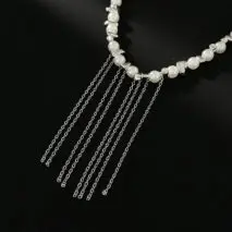 Charming Pearl Irregular Beaded Chain Tassel Choker Necklace Bracelet - ArtGalleryZen