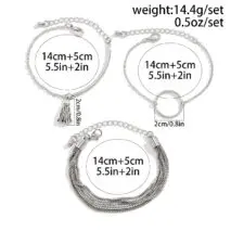 Chc Multi-Layered Tassel Ring Bracelet Set - ArtGalleryZen