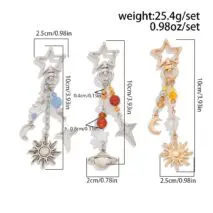Chic 3Pcs Star Sun Moon Celestial Crystal Keychain Set - ArtGalleryZen