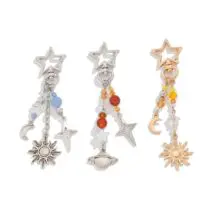 Chic 3Pcs Star Sun Moon Celestial Crystal Keychain Set - ArtGalleryZen