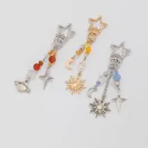 Chic 3Pcs Star Sun Moon Celestial Crystal Keychain Set - ArtGalleryZen
