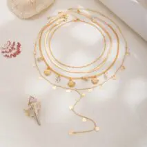 Chic 4pcs Conch Shell Sequin Tassel Herringbone Chain Y Necklace Set - ArtGalleryZen