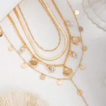 Chic 4pcs Conch Shell Sequin Tassel Herringbone Chain Y Necklace Set - ArtGalleryZen