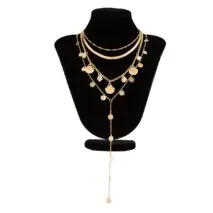 Chic 4pcs Conch Shell Sequin Tassel Herringbone Chain Y Necklace Set - ArtGalleryZen