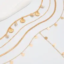 Chic 4pcs Conch Shell Sequin Tassel Herringbone Chain Y Necklace Set - ArtGalleryZen