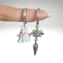 Chic Black and White Little Ghost Earrings - ArtGalleryZen