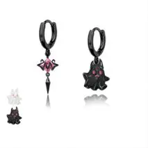 Chic Black and White Little Ghost Earrings - ArtGalleryZen