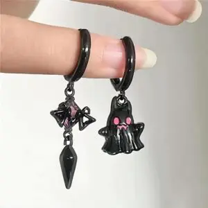 Chic Black and White Little Ghost Earrings - ArtGalleryZen