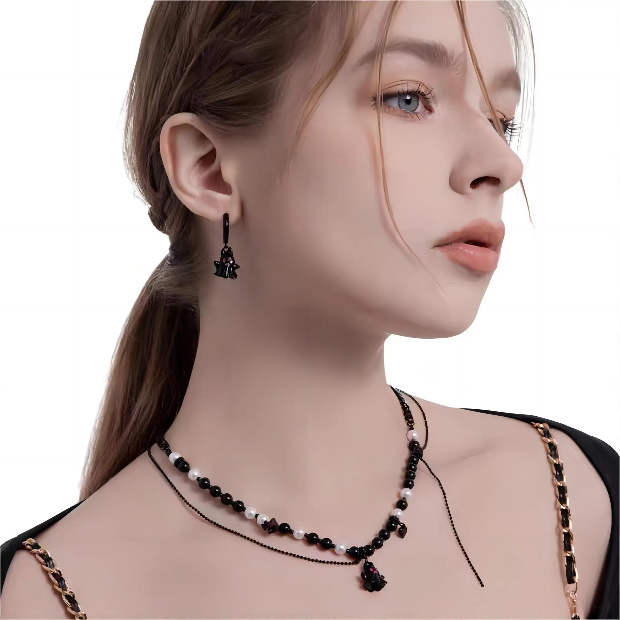 Chic Black and White Little Ghost Earrings - ArtGalleryZen
