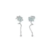 Chic Blue Iceberg Natural Stone Inlaid Asymmetric Earrings - ArtGalleryZen