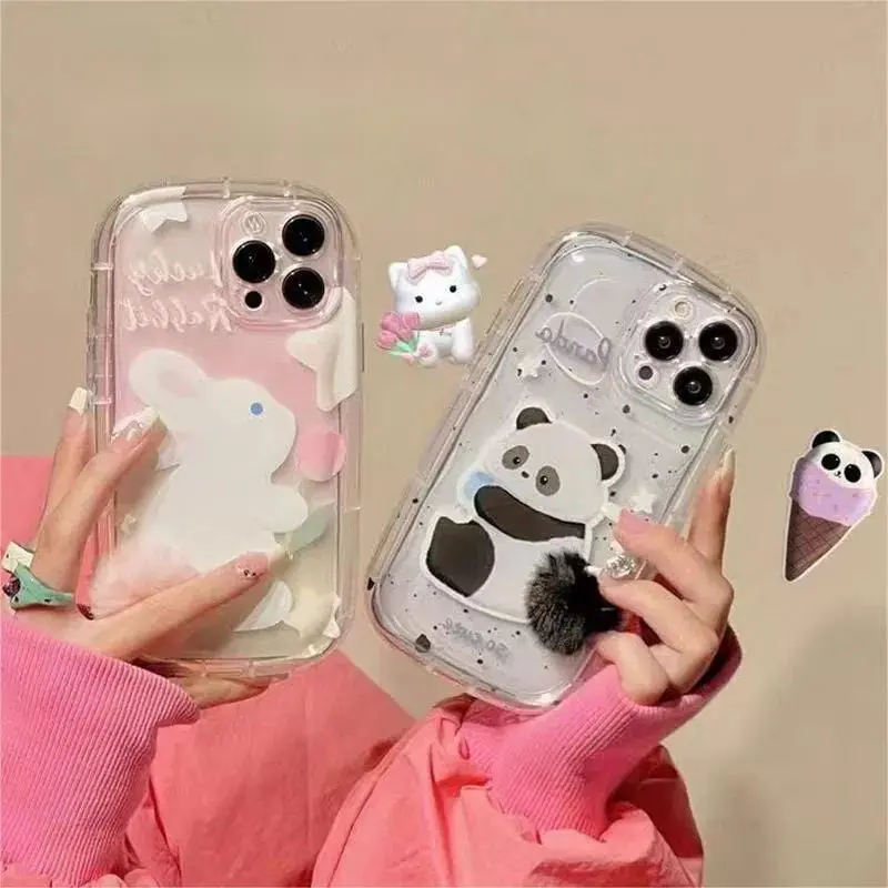 Chic Bunny Panda Plush Tail Silicone iPhone Case - ArtGalleryZen