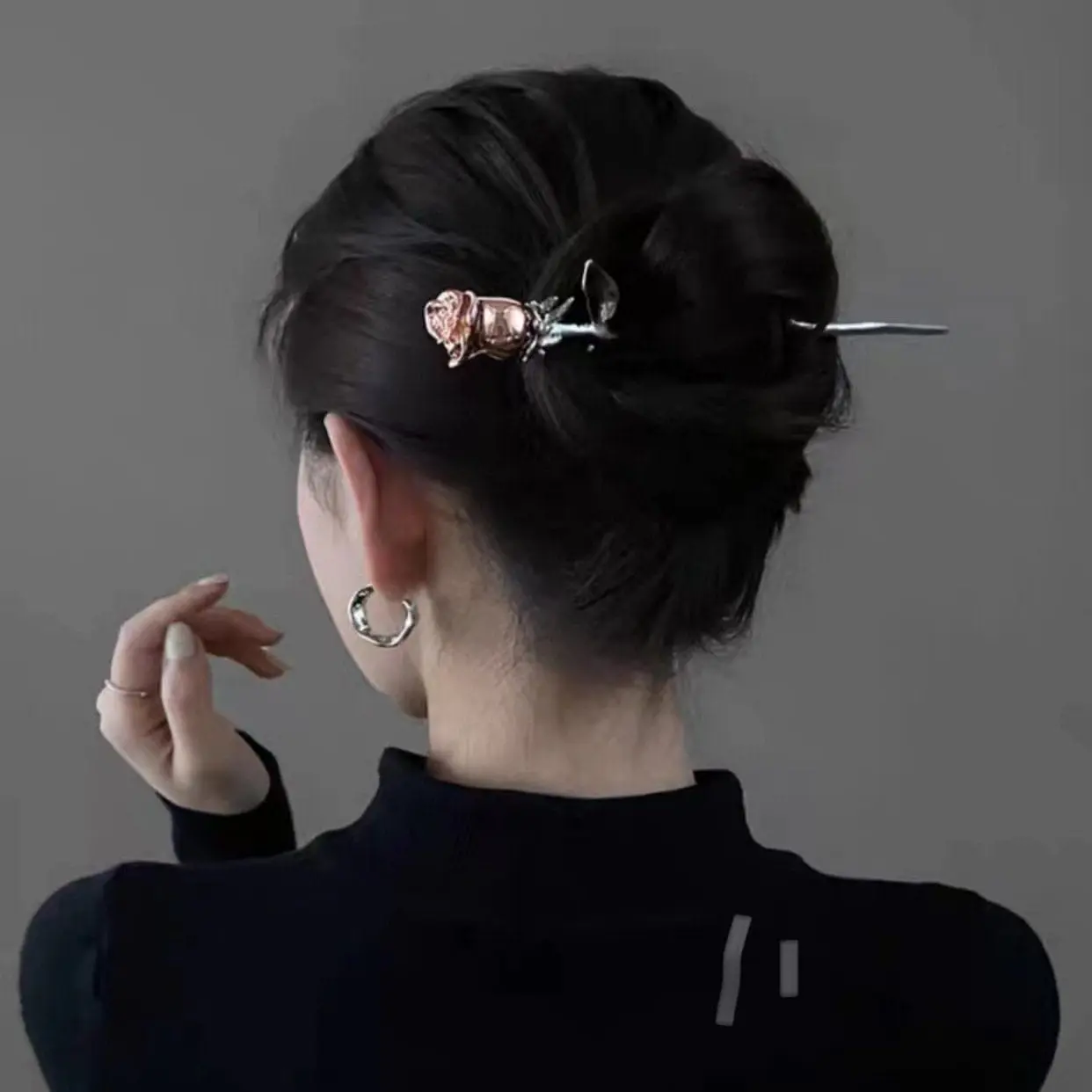 Chic Colorful Rose Chignon Hair Fork Hair Pin - ArtGalleryZen
