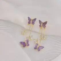 Chic Crystal Butterfly Dangle Earrings - ArtGalleryZen